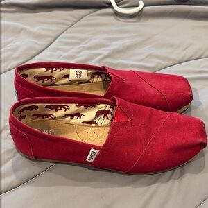 Toms Bold Red Canvas Slip-Ons